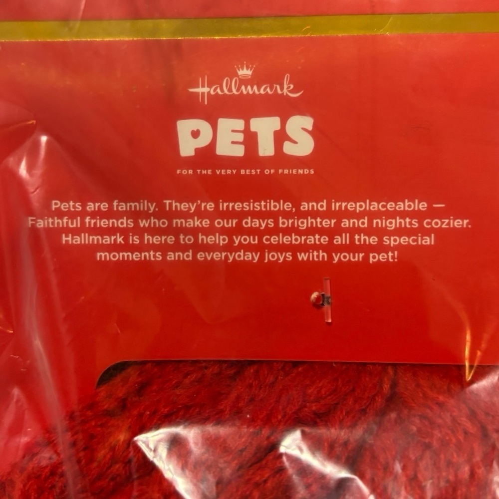 Hallmark Pets Knit Human Pet Red Matching Beanie Hat Set 2 Pieces Pom Pom - Picture 6 of 7